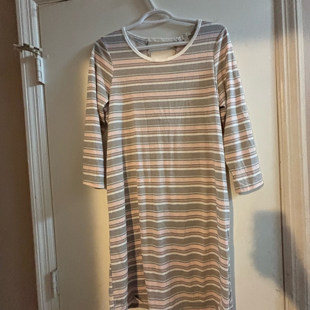 C Brand Beige and Pink Striped Top